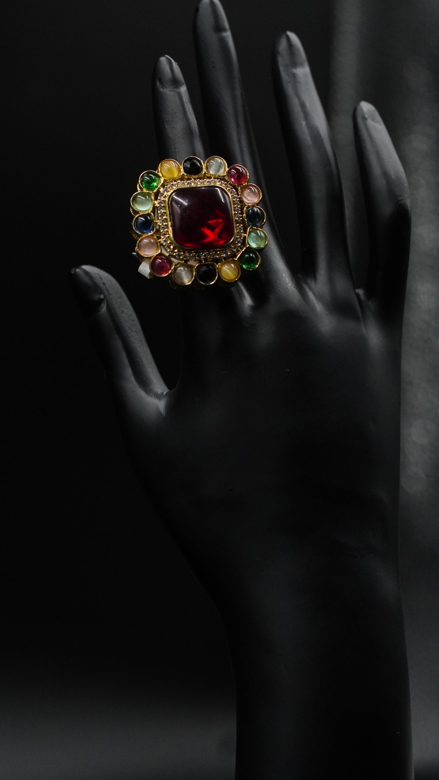 Celestial Radiance Navratna Statement Ring