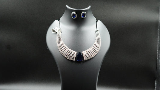 Radiant Royal Blue Stone Necklace Set with Earrings – Bridal Elegance
