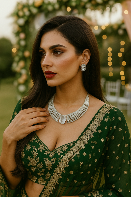 Radiant Bridal Elegance – Statement Necklace Set