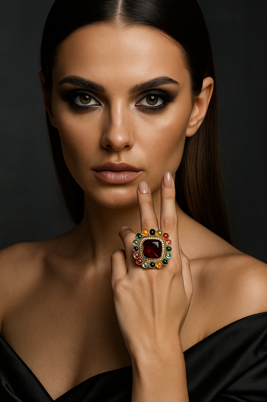 Celestial Radiance Navratna Statement Ring