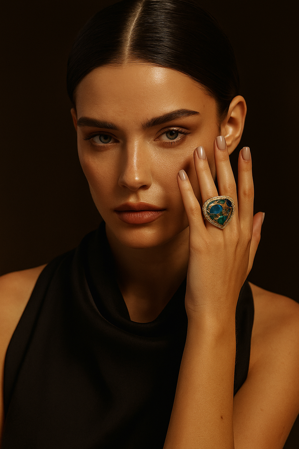 Bold Blue Mosaic Cocktail Ring