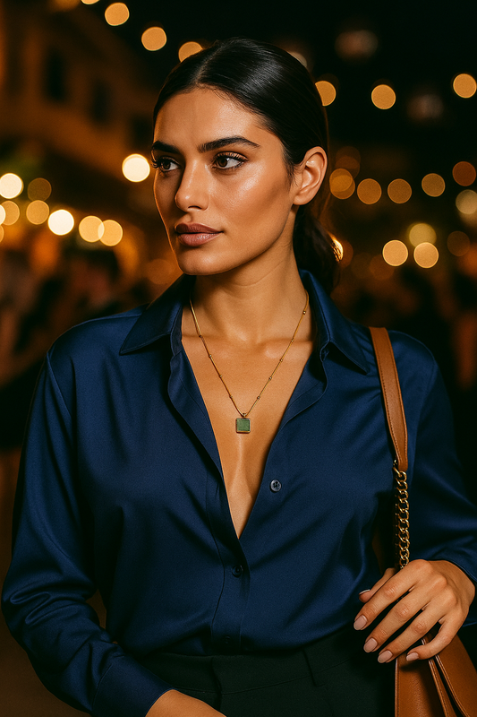 Sea Green Emerald Glow Pendant Necklace – Anti-Tarnish