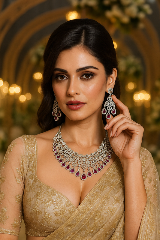 Royal Ruby Bridal Necklace Set