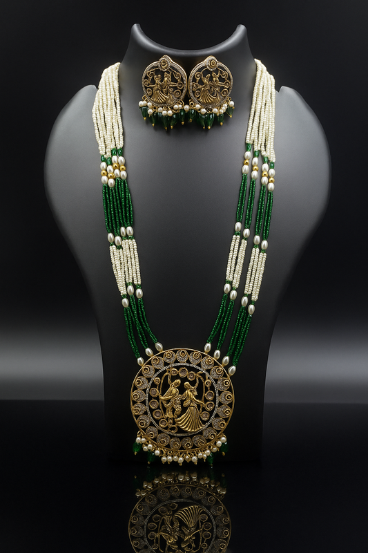 Divine Radha Krishna Temple Jewelry Set