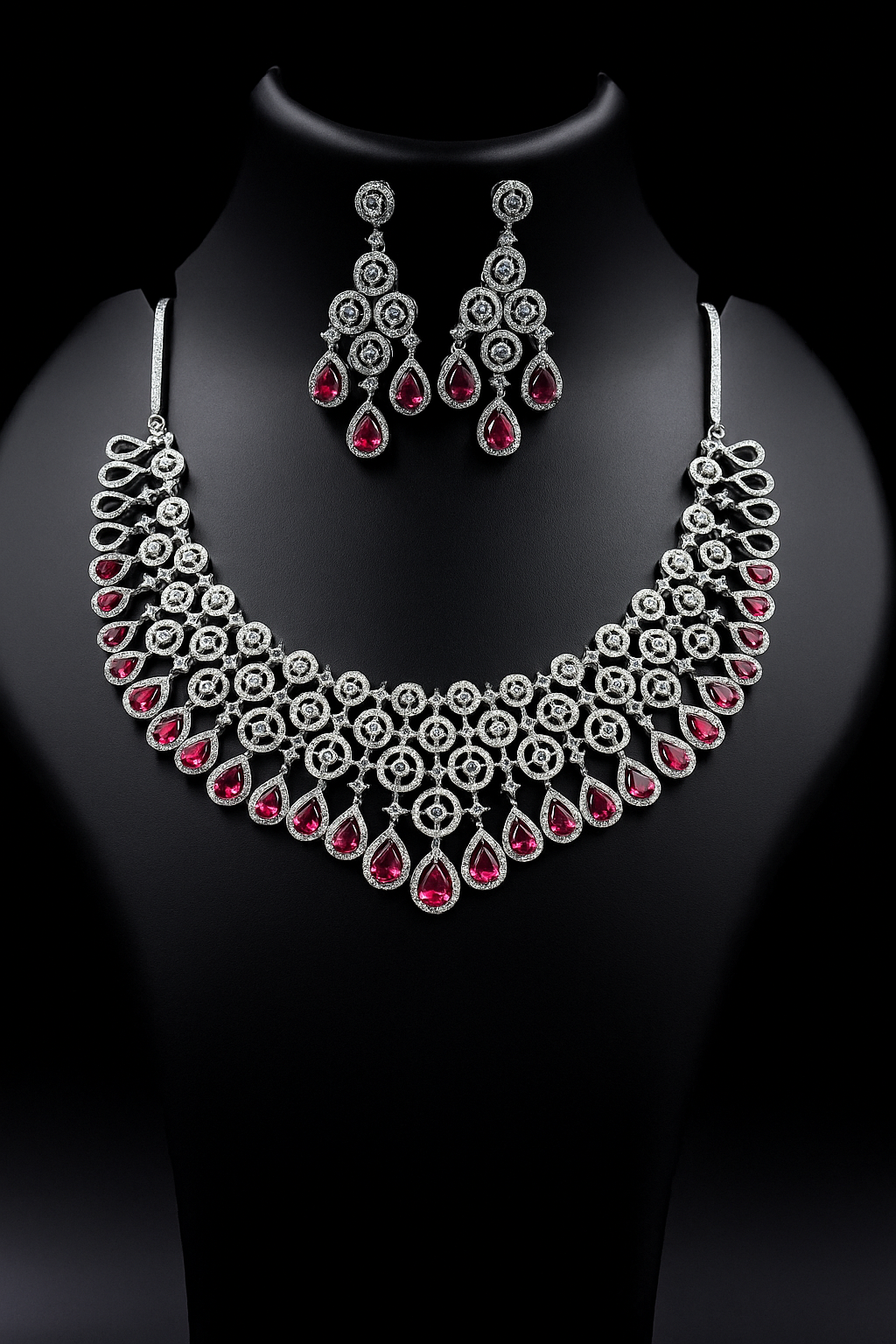 Royal Ruby Bridal Necklace Set