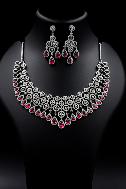 Royal Ruby Bridal Necklace Set
