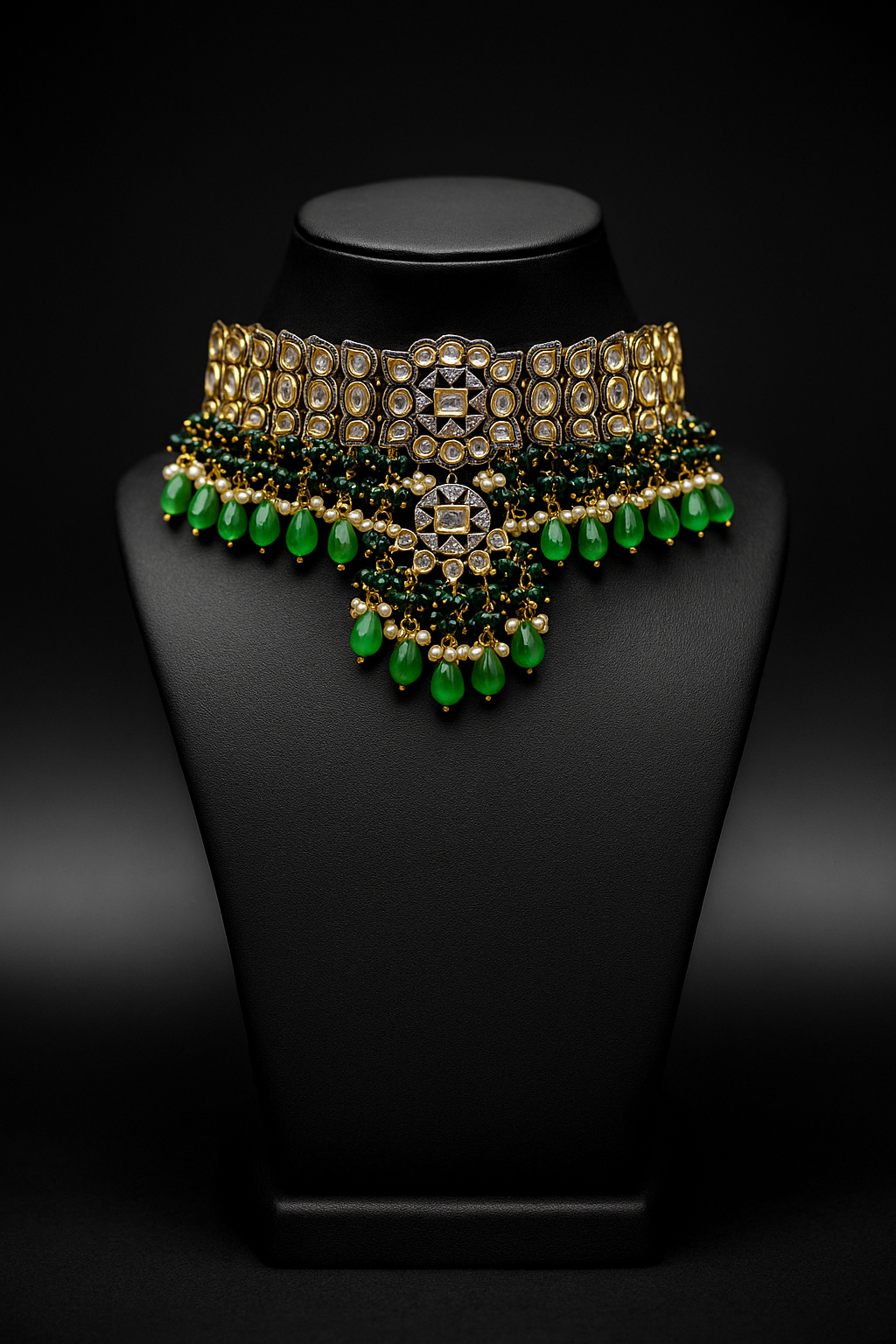 "Emerald Empress" Handcrafted Kundan Choker Set