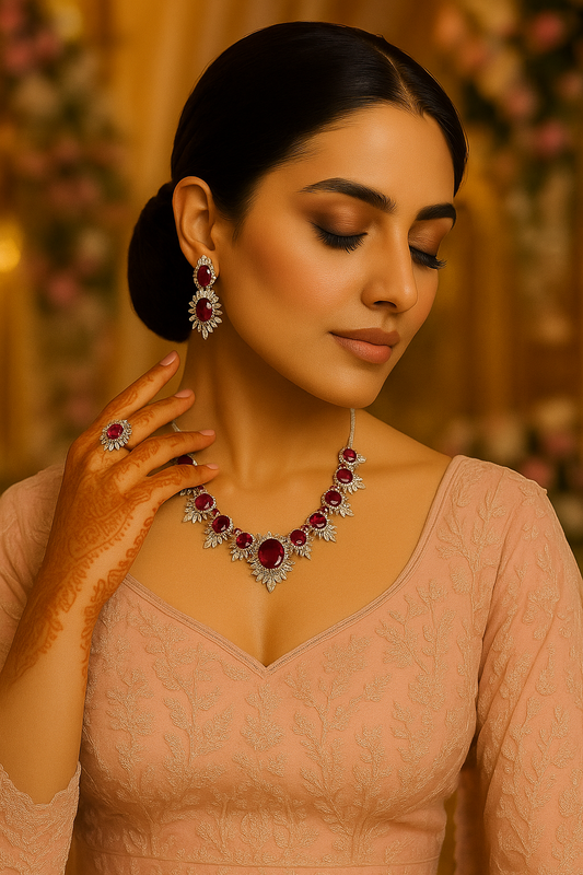 Regal Ruby Bridal Jewelry Set
