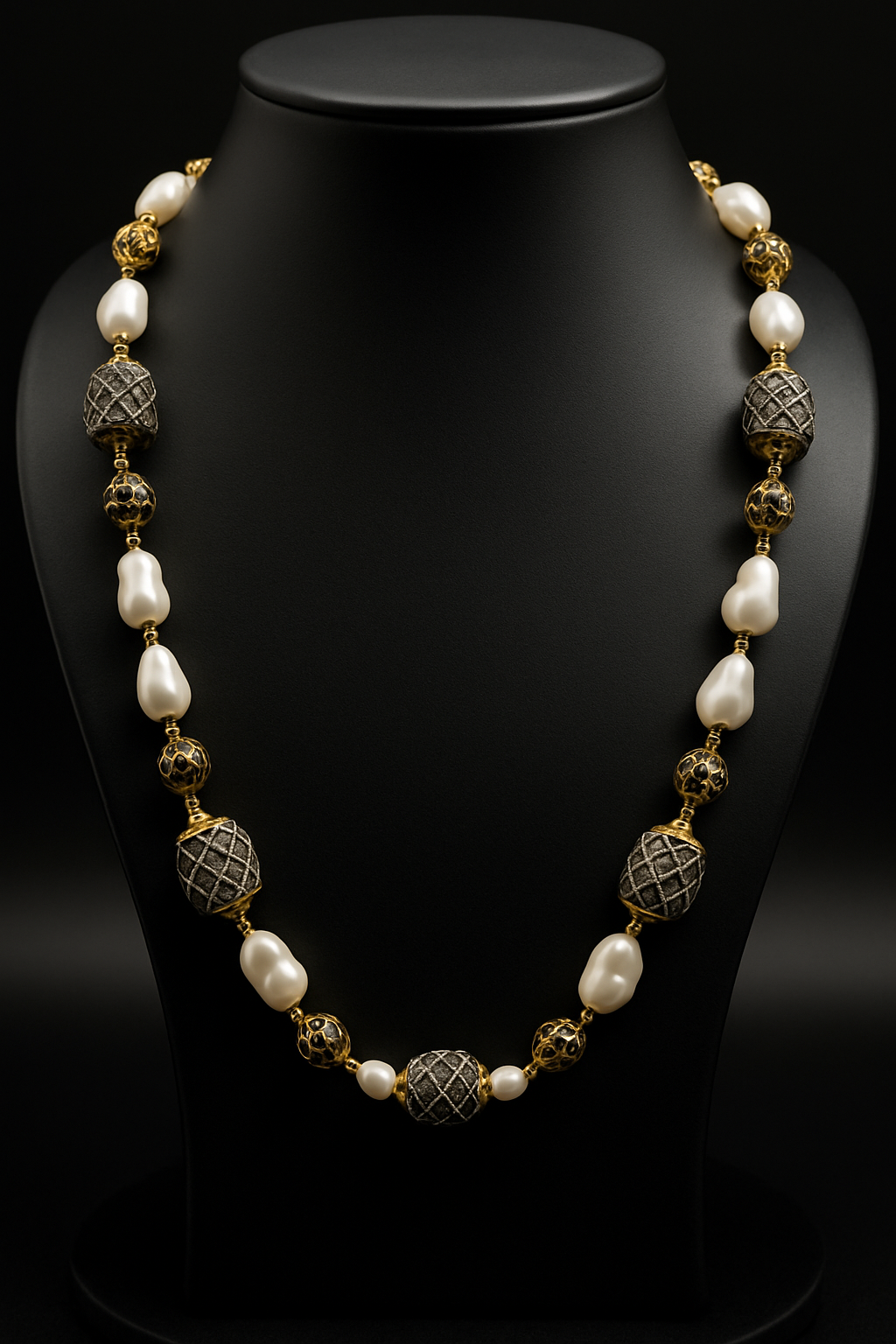 Baroque Luxe: Pearl & Antique Gold Statement Necklace