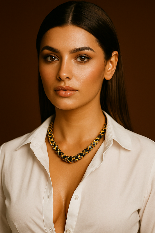 Nazaakat Black Cubic Diamond Necklace Set – Luxe Geometric Elegance