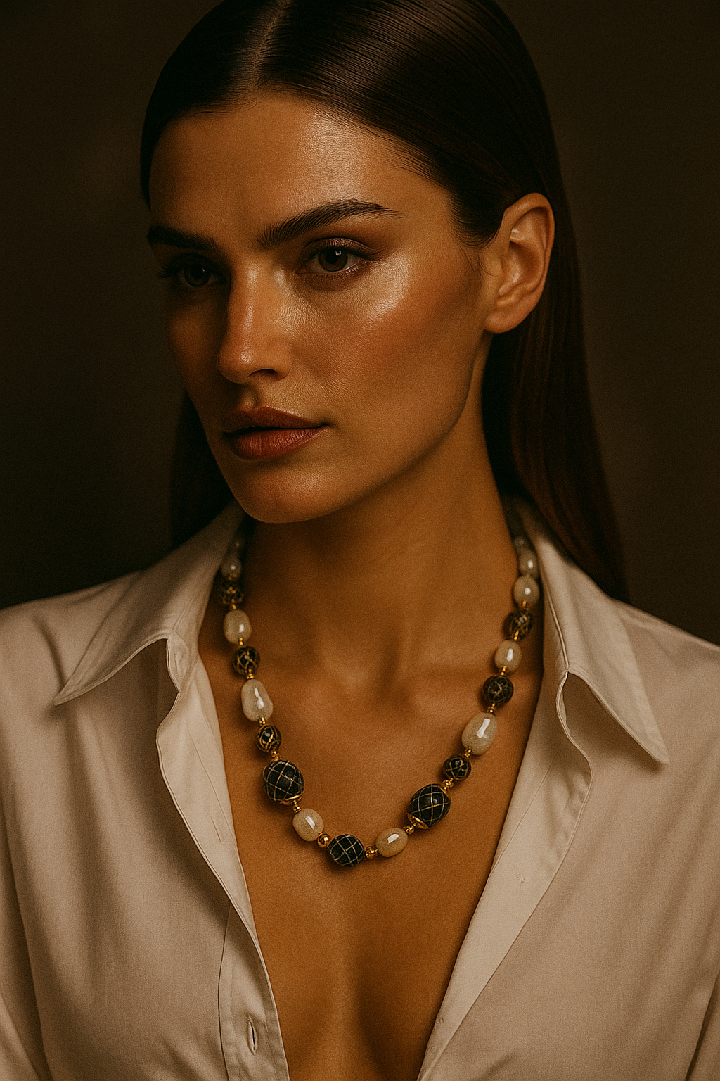 Baroque Luxe: Pearl & Antique Gold Statement Necklace