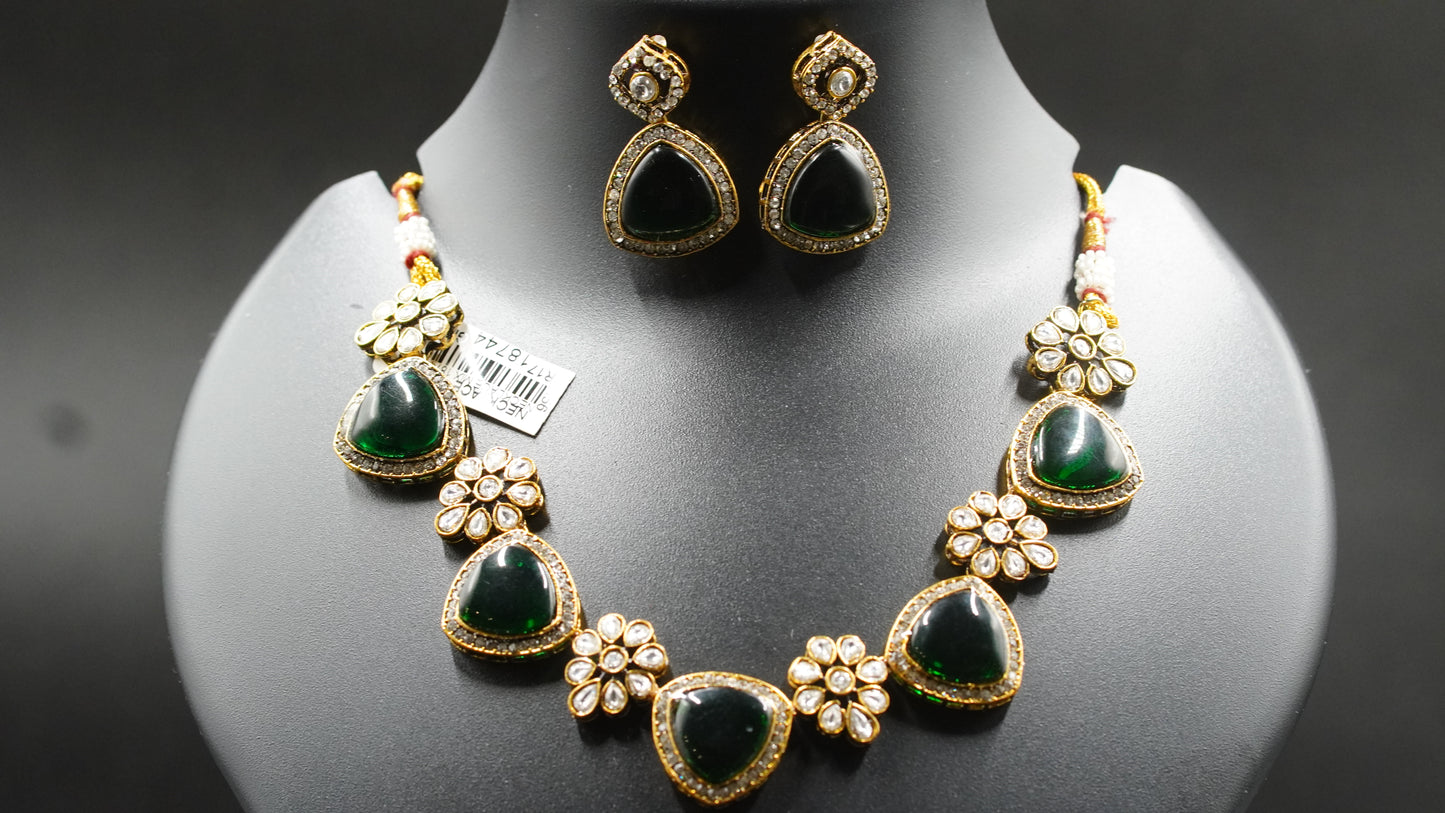 Emerald Radiance Kundan Necklace Set