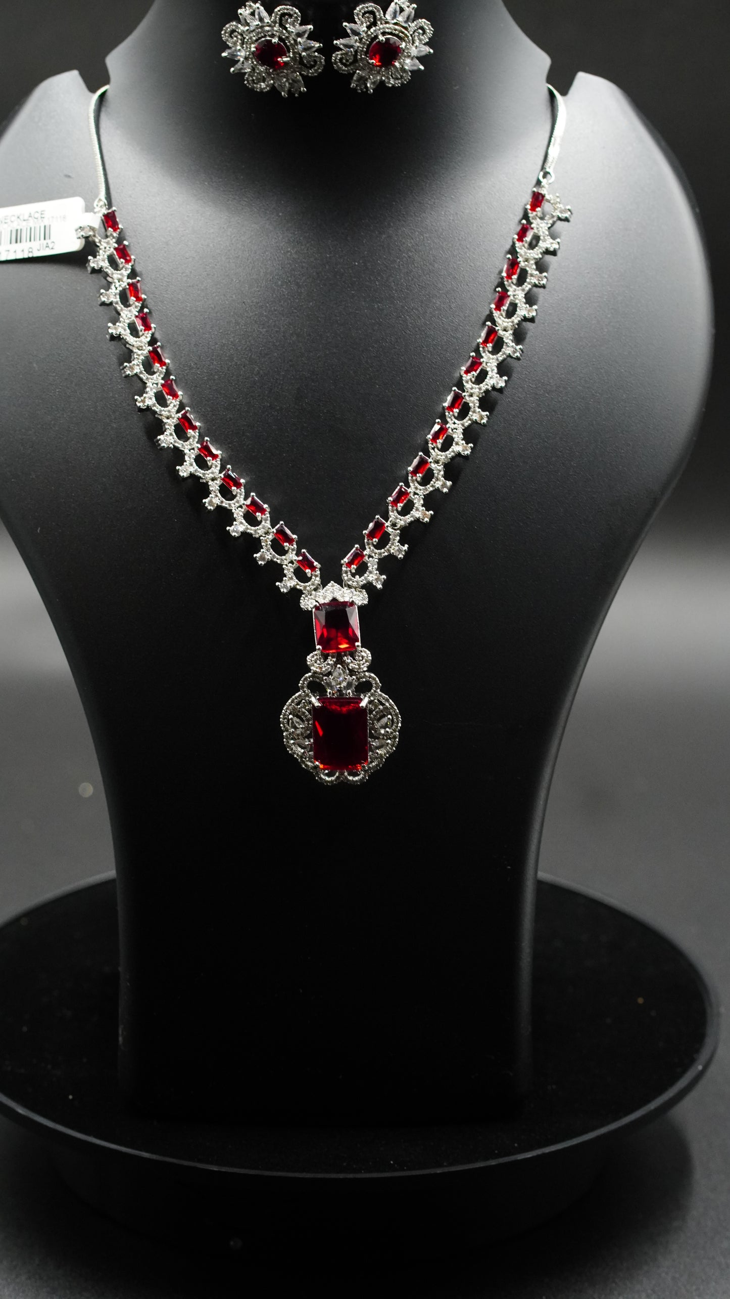 Regal Ruby Necklace & Earring Set