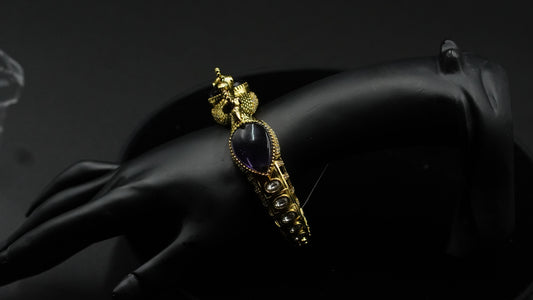 Royal Peacock Gemstone Bracelet – Antique Gold Finish