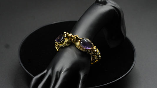 Royal Peacock Gemstone Bracelet – Antique Gold Finish