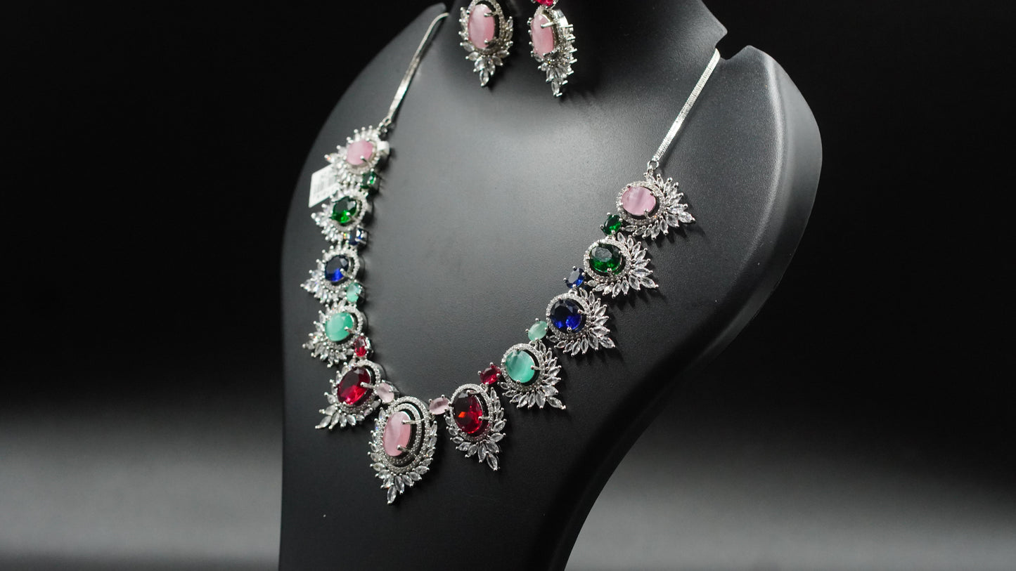 Royal Radiance Multi-Stone Necklace & Earring Set