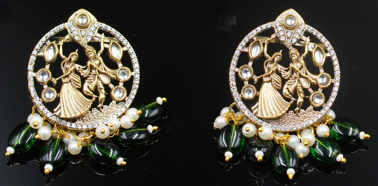 Divine Radha Krishna Temple Jewelry Set