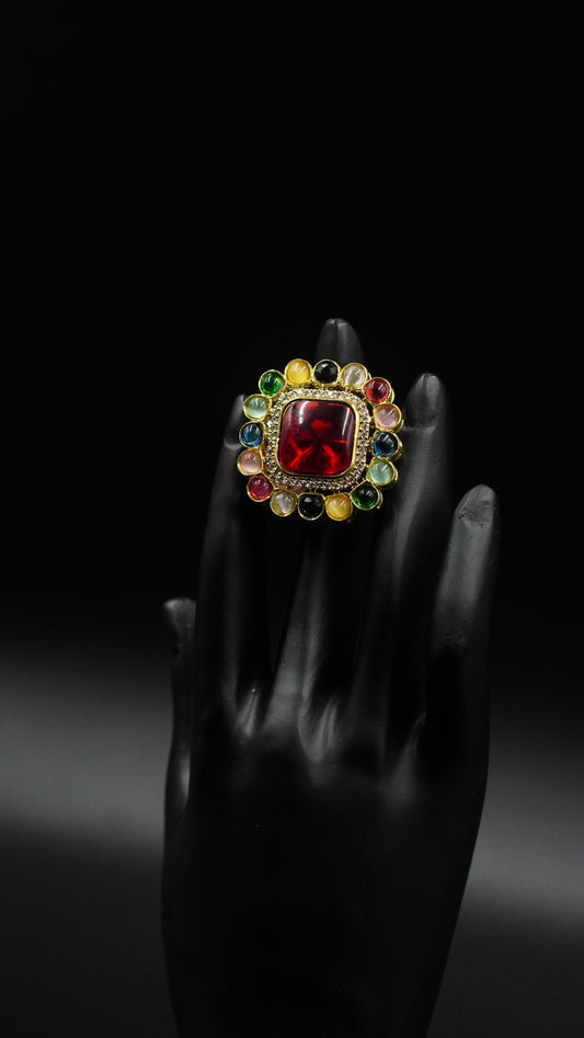 Celestial Radiance Navratna Statement Ring