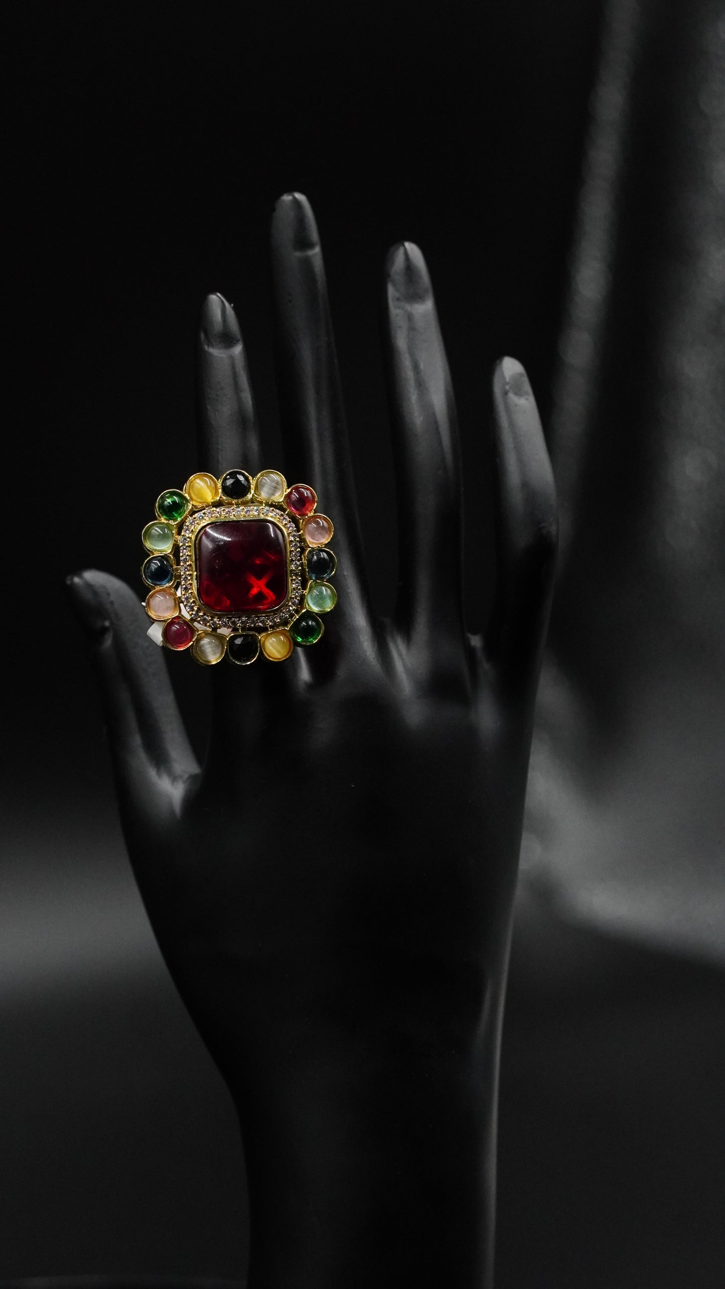Celestial Radiance Navratna Statement Ring