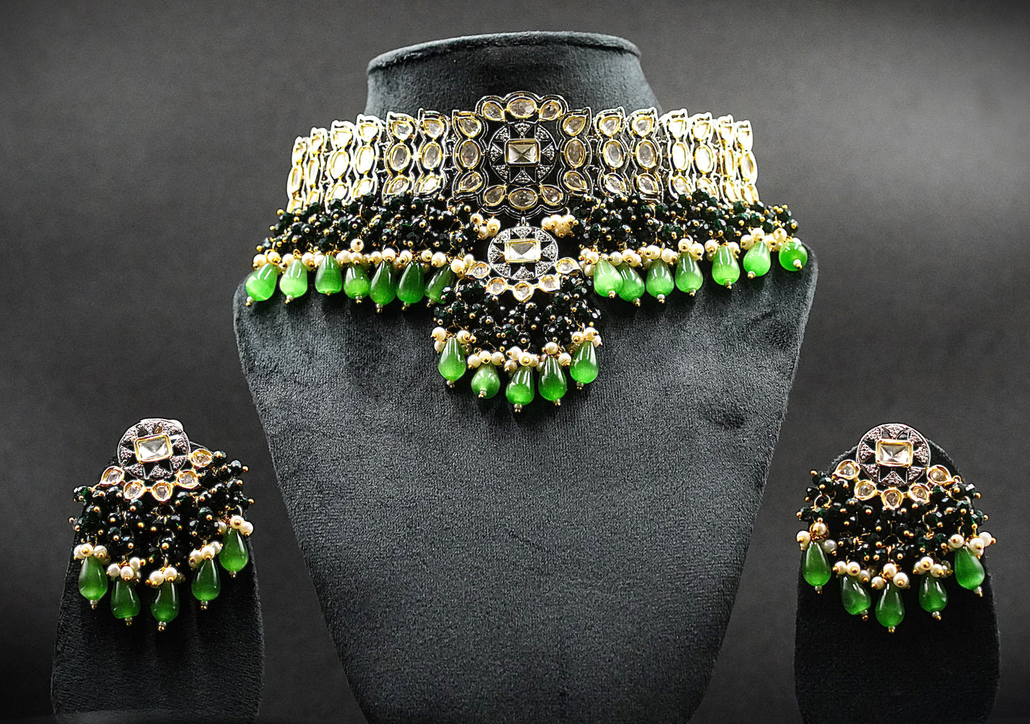 "Emerald Empress" Handcrafted Kundan Choker Set