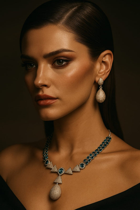 Blue Sapphire Glamour Necklace Set