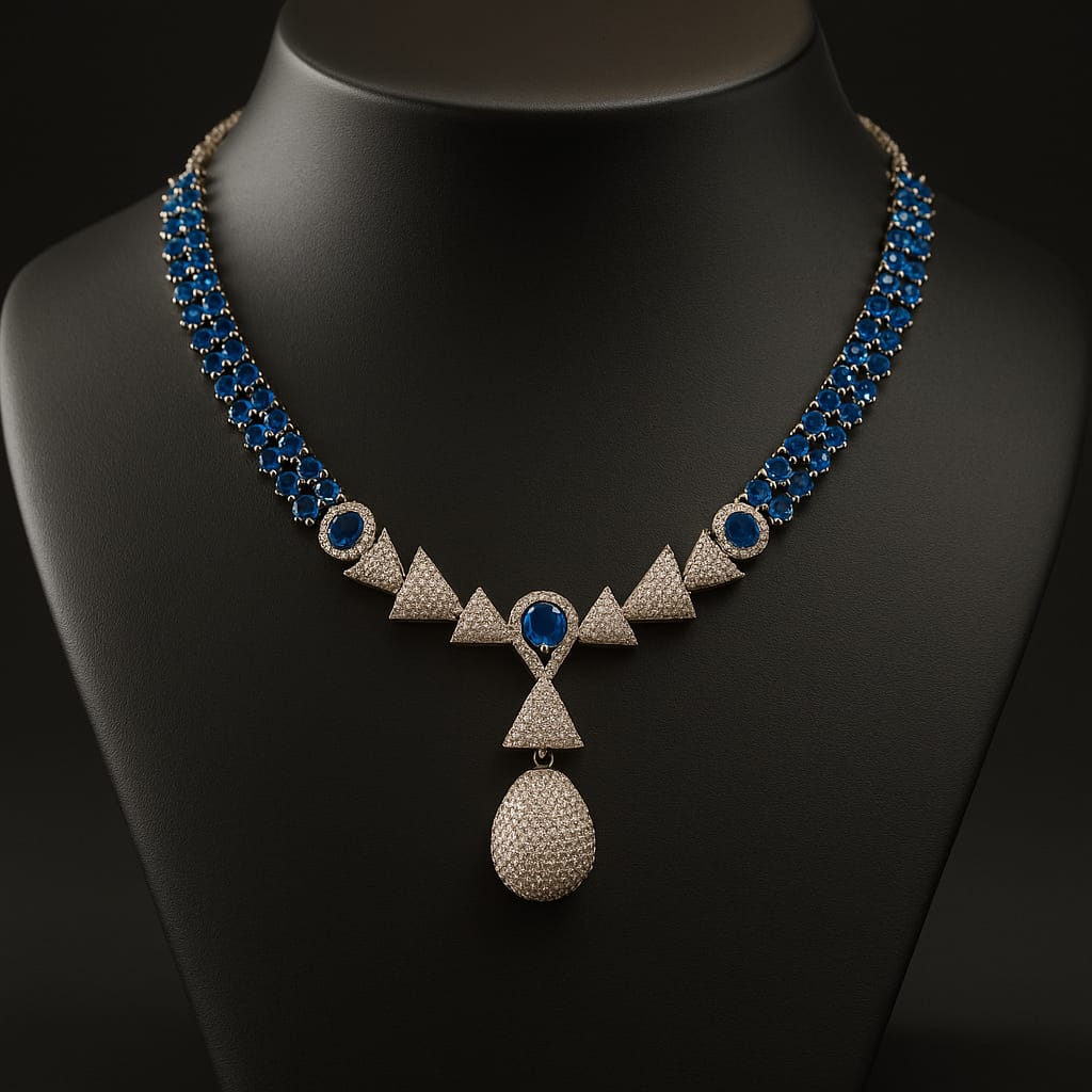 Blue Sapphire Glamour Necklace Set