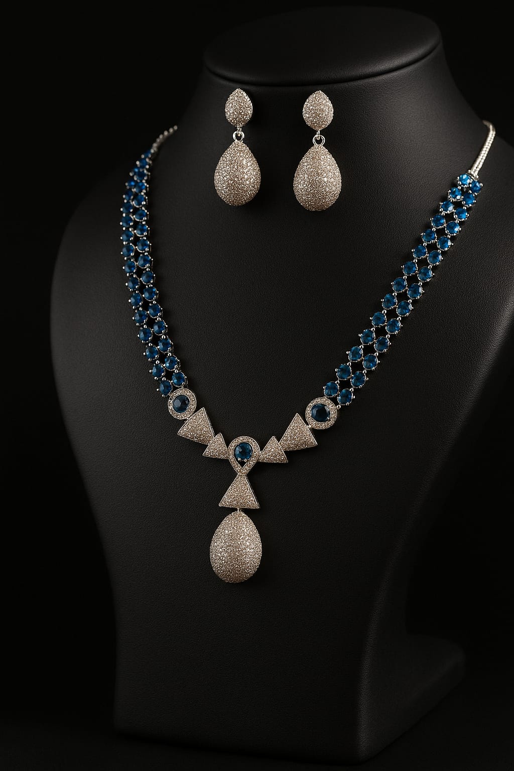 Blue Sapphire Glamour Necklace Set