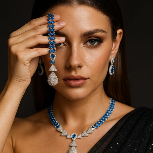 Blue Sapphire Glamour Necklace Set